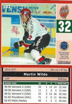 2003-04 SHL Elitset #103 Martin Wilde Back