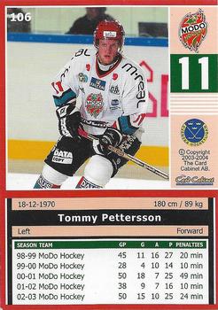 2003-04 SHL Elitset #106 Tommy Pettersson Back