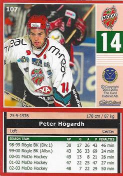 2003-04 SHL Elitset #107 Peter Hogardh Back