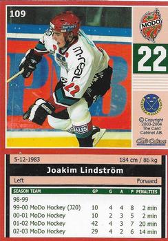 2003-04 SHL Elitset #109 Joakim Lindstrom Back