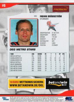 2005-06 Playercards (DEL) #63 Fabian Brannstrom Back