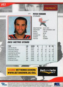 2005-06 Playercards (DEL) #70 Peter Ferraro Back