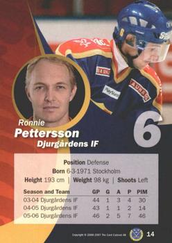 2006-07 SHL Elitset #14 Ronnie Pettersson Back