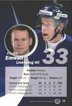 2006-07 SHL Elitset #78 Fredrik Emvall Back