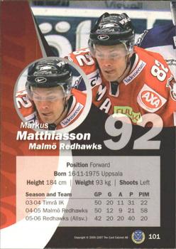 2006-07 SHL Elitset #101 Markus Matthiasson Back
