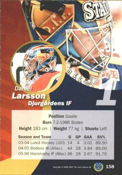 2006-07 SHL Elitset #158 Daniel Larsson Back