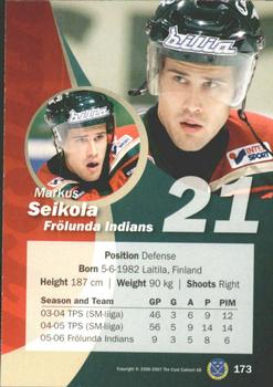 2006-07 SHL Elitset #173 Markus Seikola Back