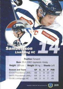 2006-07 SHL Elitset #209 Martin Samuelsson Back