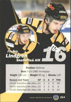 2006-07 SHL Elitset #264 Fredrik Lindgren Back