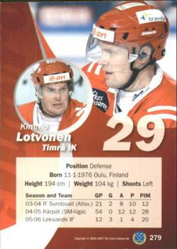 2006-07 SHL Elitset #279 Kimmo Lotvonen Back