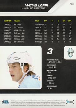 2009-10 Playercards Hauptserie (DEL) #183 Matias Loppi Back