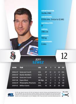 2010-11 Playercards (DEL) #DEL-006 Jeff Szwez Back
