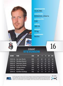 2010-11 Playercards (DEL) #DEL-009 Grant Stevenson Back