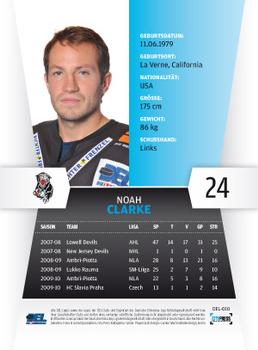 2010-11 Playercards (DEL) #DEL-010 Noah Clarke Back
