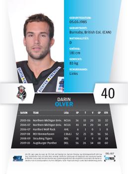 2010-11 Playercards (DEL) #DEL-017 Darin Olver Back