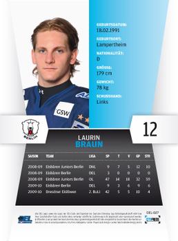 2010-11 Playercards (DEL) #DEL-027 Laurin Braun Back