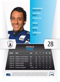 2010-11 Playercards (DEL) #DEL-035 Patrick Pohl Back