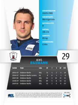 2010-11 Playercards (DEL) #DEL-036 Jens Baxmann Back