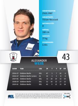 2010-11 Playercards (DEL) #DEL-038 Alexander Weiß Back