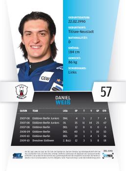 2010-11 Playercards (DEL) #DEL-040 Daniel Weiß Back