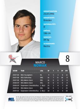 2010-11 Playercards (DEL) #DEL-049 Marco Nowak Back