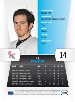 2010-11 Playercards (DEL) #DEL-052 P.J. Fenton Back