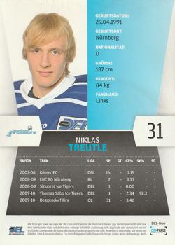 2010-11 Playercards (DEL) #DEL-066 Niklas Treutle Back