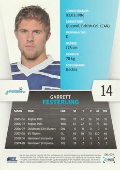 2010-11 Playercards (DEL) #DEL-074 Garrett Festerling Back