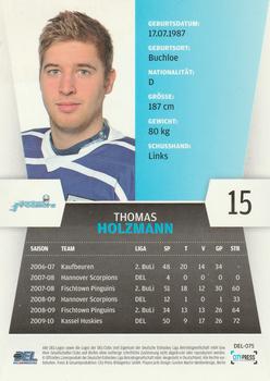 2010-11 Playercards (DEL) #DEL-075 Thomas Holzmann Back