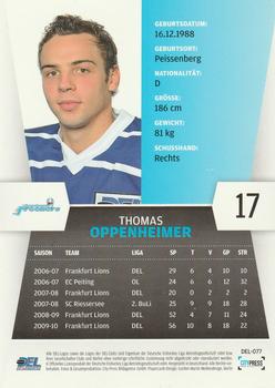 2010-11 Playercards (DEL) #DEL-077 Thomas Oppenheimer Back