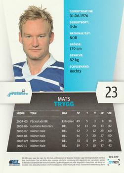 2010-11 Playercards (DEL) #DEL-079 Mats Trygg Back