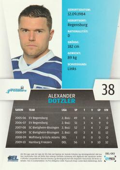 2010-11 Playercards (DEL) #DEL-083 Alexander Dotzler Back