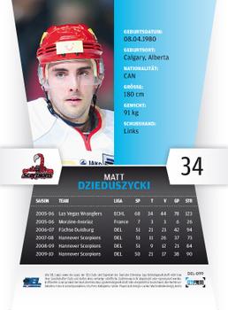 2010-11 Playercards (DEL) #DEL-099 Matt Dzieduszycki Back