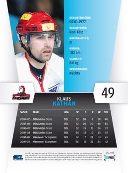 2010-11 Playercards (DEL) #DEL-101 Klaus Kathan Back
