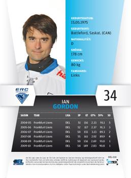 2010-11 Playercards (DEL) #DEL-110 Ian Gordon Back