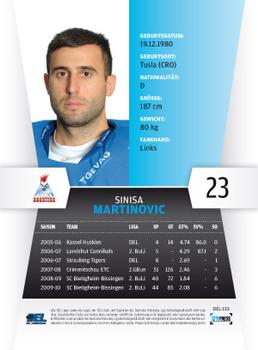 2010-11 Playercards (DEL) #DEL-133 Sinisa Martinovic Back