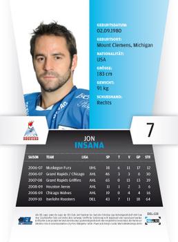 2010-11 Playercards (DEL) #DEL-135 Jon Insana Back
