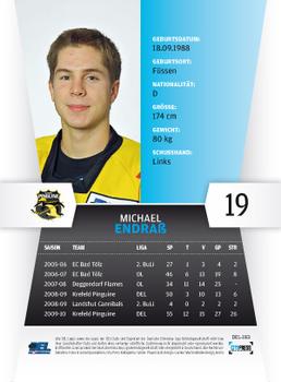 2010-11 Playercards (DEL) #DEL-183 Michael Endraß Back