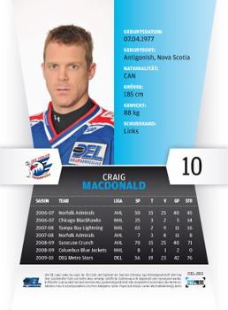 2010-11 Playercards (DEL) #DEL-203 Craig MacDonald Back