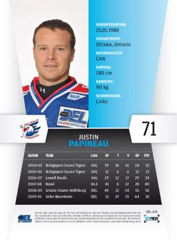 2010-11 Playercards (DEL) #DEL-214 Justin Papineau Back