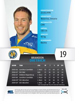 2010-11 Playercards (DEL) #DEL-228 Brandon Dietrich Back