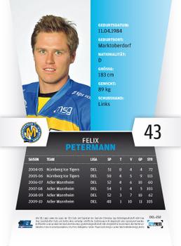 2010-11 Playercards (DEL) #DEL-232 Felix Petermann Back