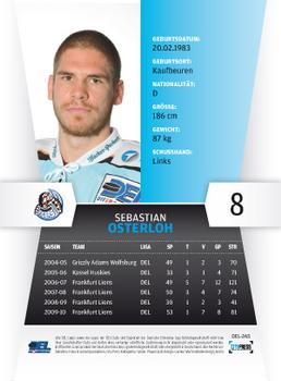 2010-11 Playercards (DEL) #DEL-265 Sebastian Osterloh Back