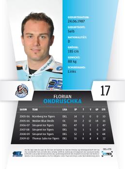 2010-11 Playercards (DEL) #DEL-270 Florian Ondruschka Back