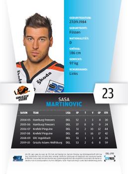 2010-11 Playercards (DEL) #DEL-295 Sasa Martinovic Back