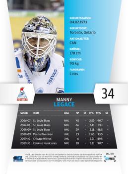 2010-11 Playercards (DEL) #DEL-377 Manny Legace Back
