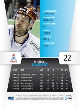 2010-11 Playercards (DEL) #DEL-378 Michael Hackert Back