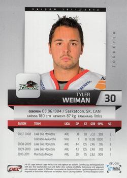 2011-12 Playercards (DEL) #DEL-001 Tyler Weiman Back