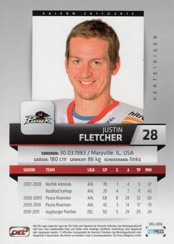 2011-12 Playercards (DEL) #DEL-006 Justin Fletcher Back