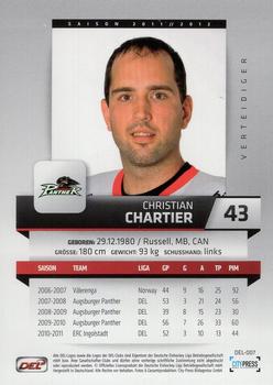 2011-12 Playercards (DEL) #DEL-007 Christian Chartier Back
